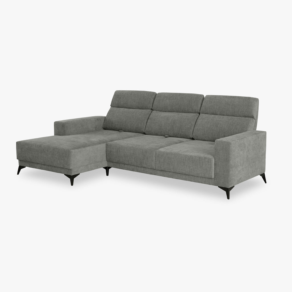 Sofá chaise longue esquerda cinza BARDEM - Gato Preto