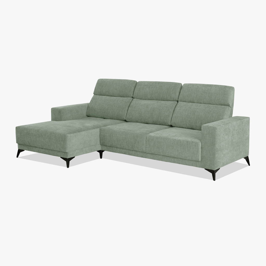 Sofá chaise longue esquerda verde BARDEM - Gato Preto