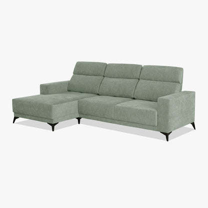 Sofá chaise longue esquerda verde BARDEM - Gato Preto