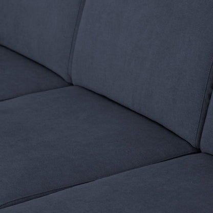 Sofá com chaise longue reversível e pés vintage azul ANGEL - Gato Preto