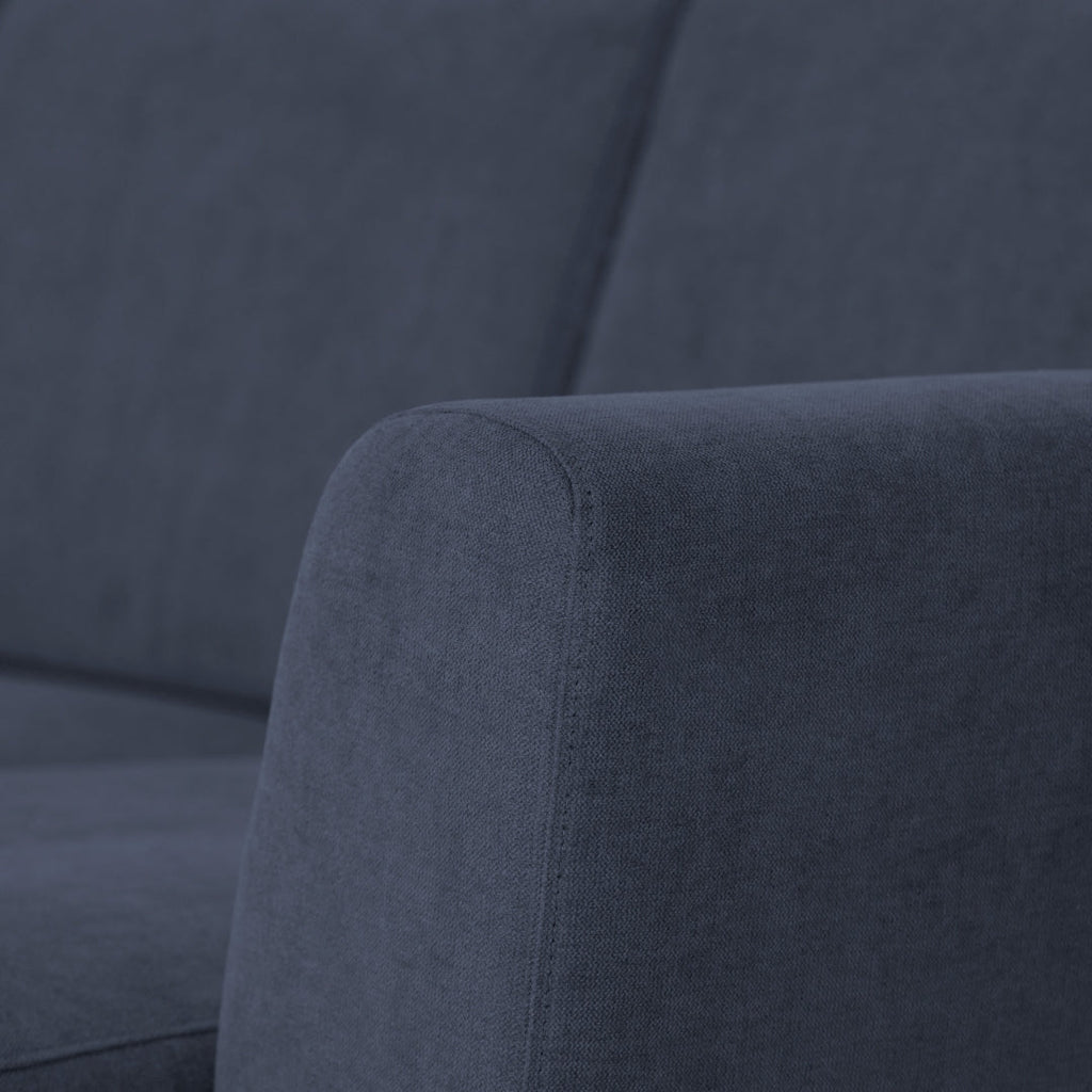 Sofá com chaise longue reversível e pés vintage azul ANGEL - Gato Preto