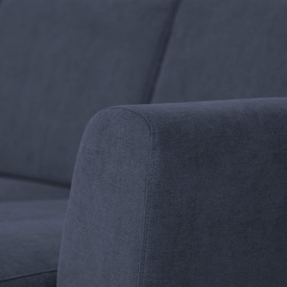 Sofá com chaise longue reversível e pés vintage azul ANGEL - Gato Preto