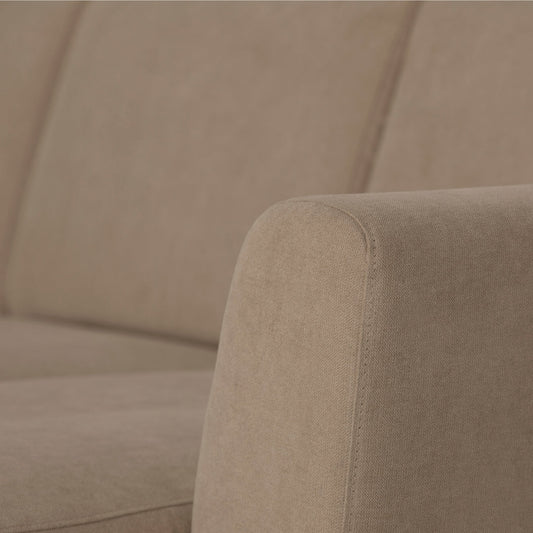 Sofá com chaise longue reversível e pés vintage bege ANGEL - Gato Preto