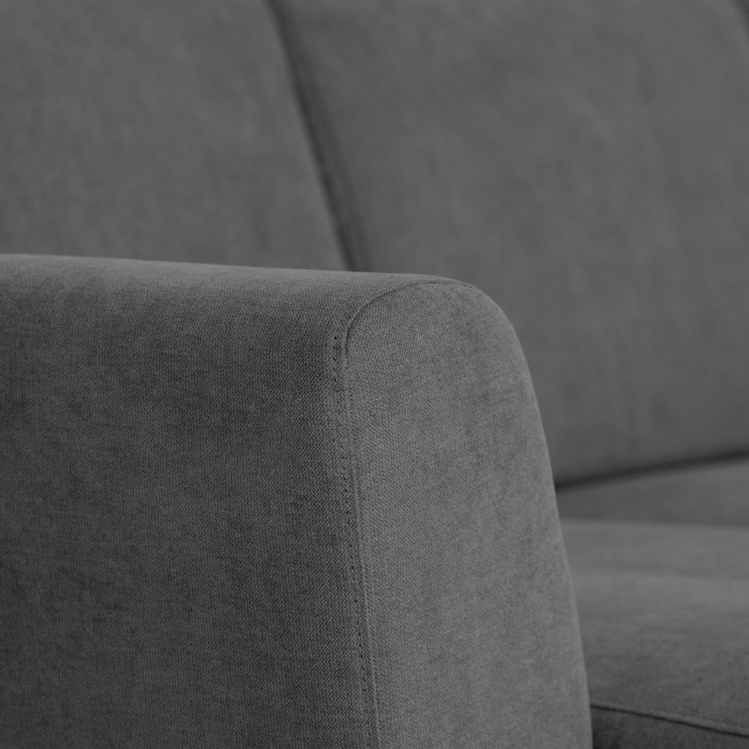 Sofá com chaise longue reversível e pés vintage cinza escuro ANGEL - Gato Preto