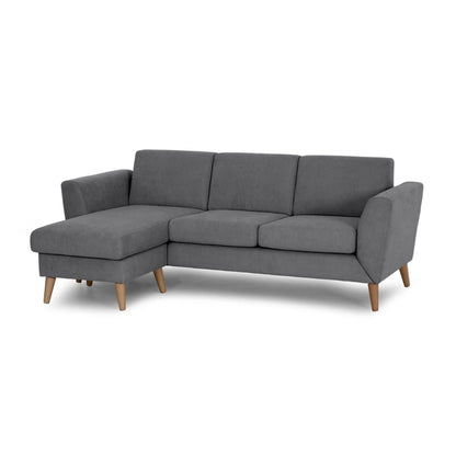 Sofá com chaise longue reversível e pés vintage cinza escuro ANGEL - Gato Preto