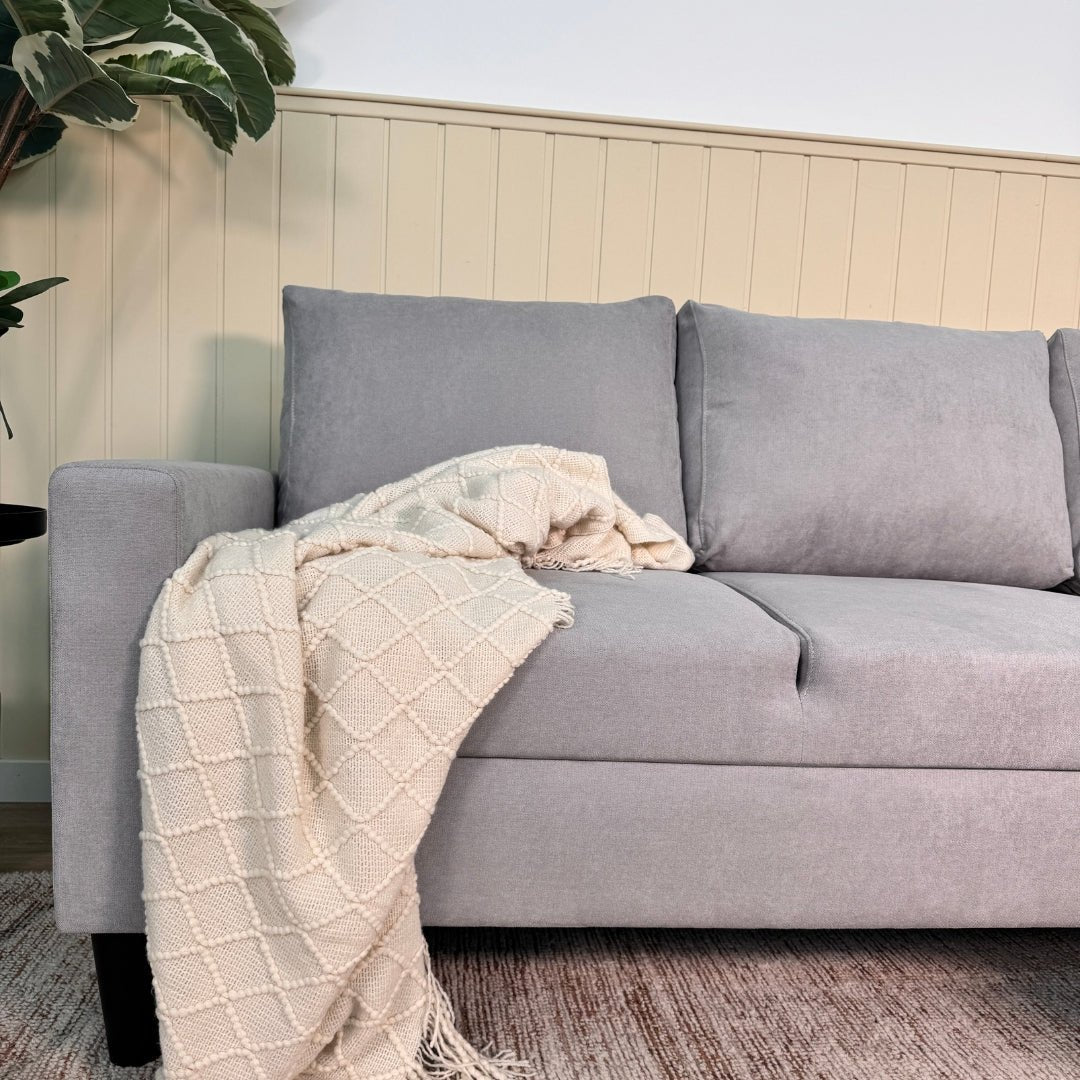 Sofá com chaise longue reversível preto FOX - Gato Preto