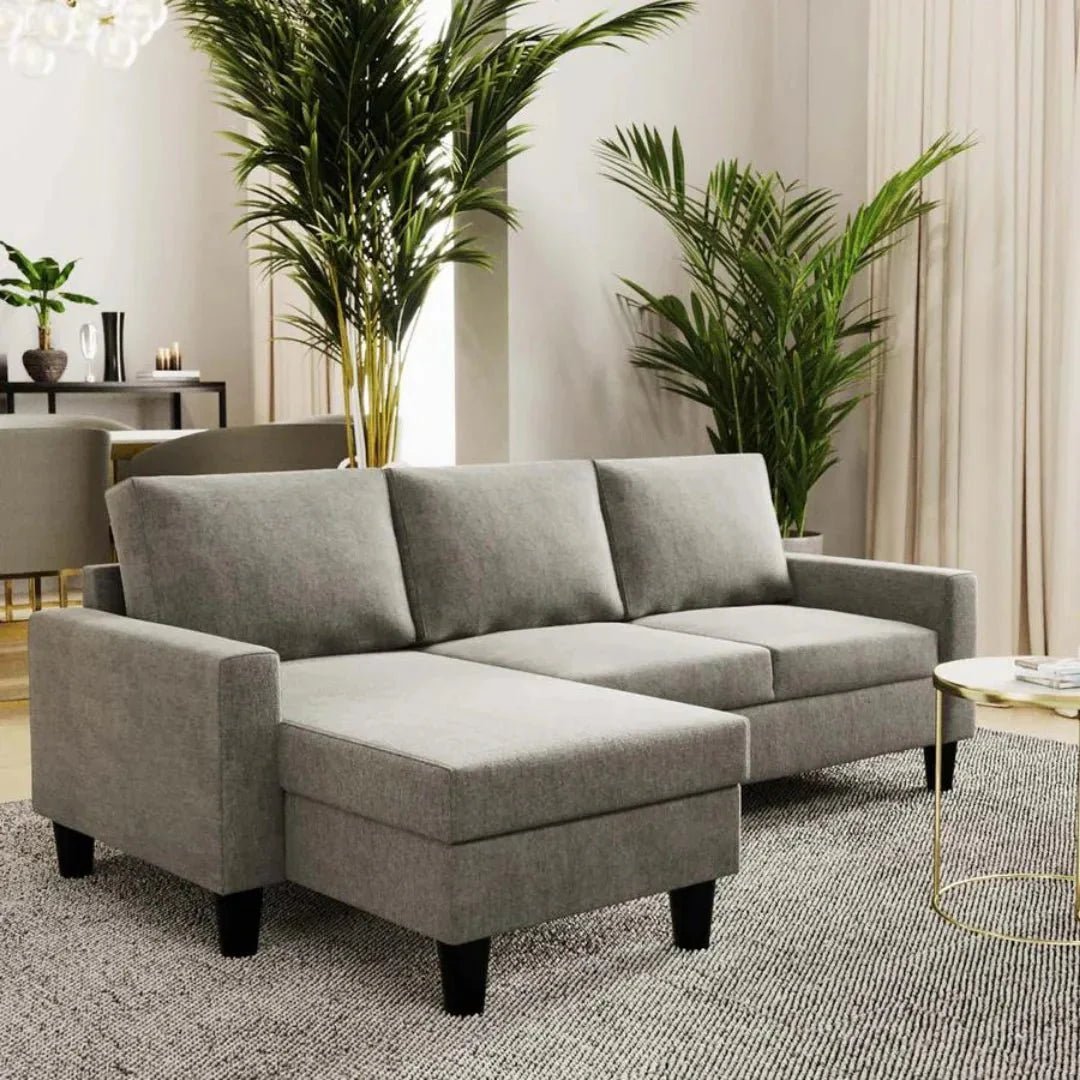 Sofá com chaise longue reversível preto FOX - Gato Preto