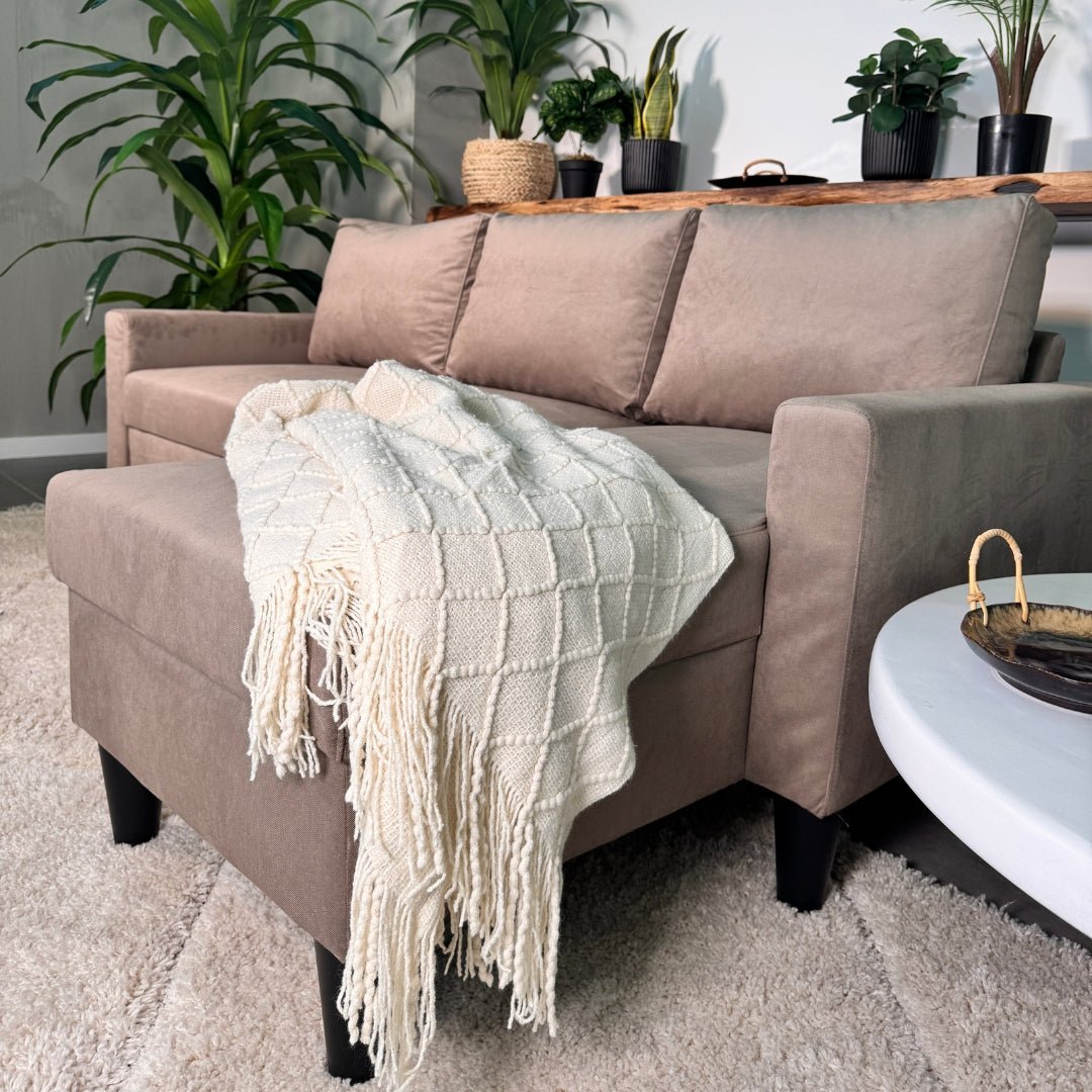 Sofá com chaise longue reversível preto FOX - Gato Preto