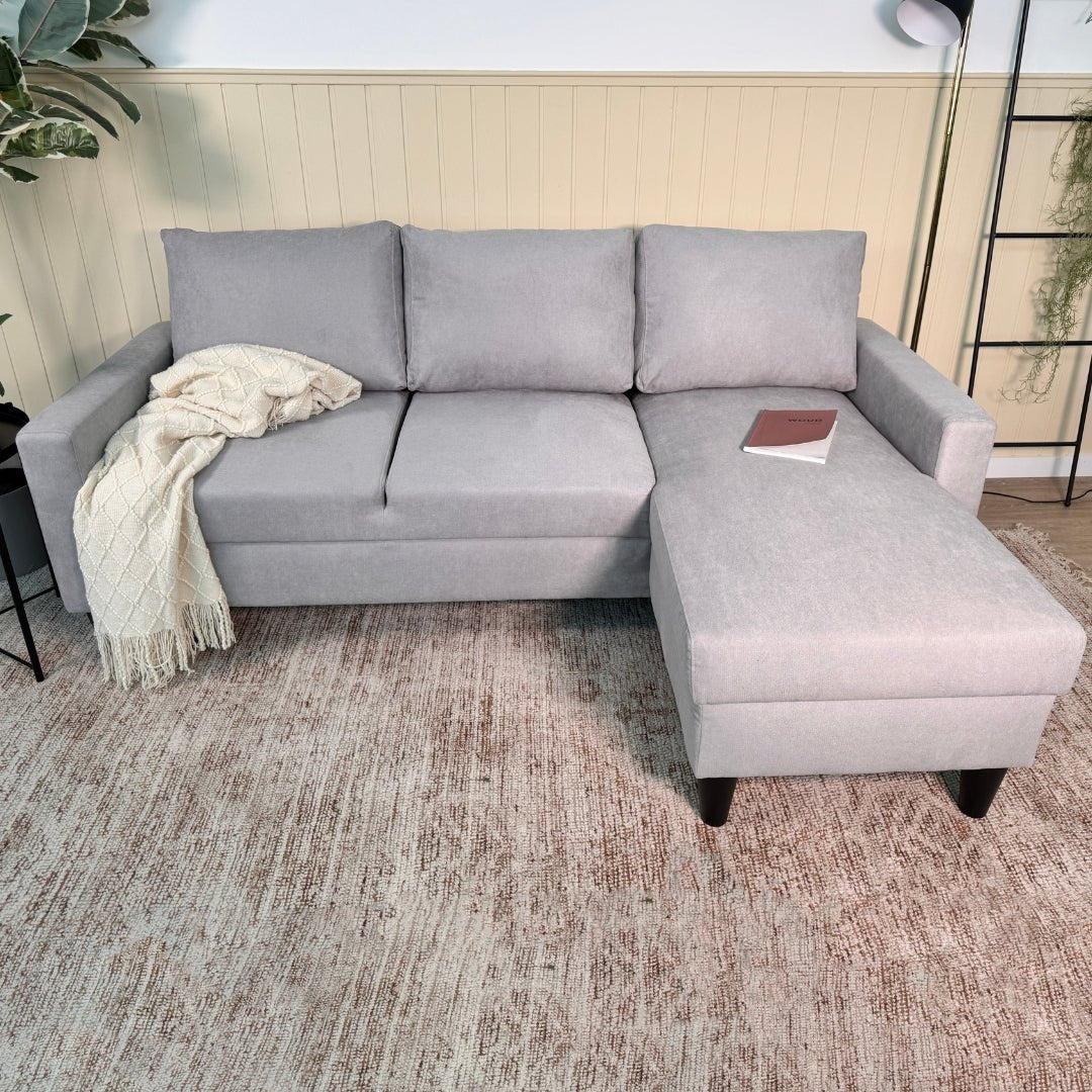 Sofá com chaise longue reversível preto FOX - Gato Preto