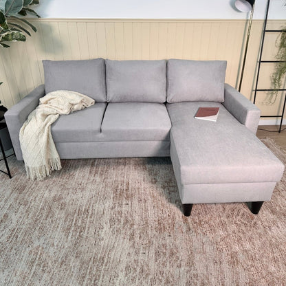 Sofá com chaise longue reversível preto FOX - Gato Preto