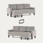 Sofá com chaise longue reversível preto FOX - Gato Preto