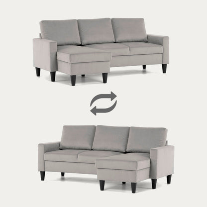 Sofá com chaise longue reversível preto FOX - Gato Preto