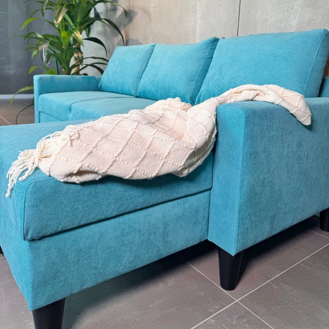 Sofá com chaise longue reversível preto FOX - Gato Preto