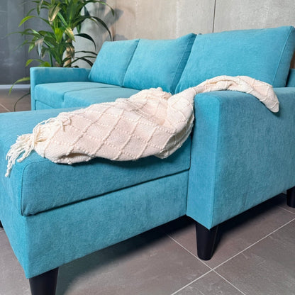 Sofá com chaise longue reversível preto FOX - Gato Preto