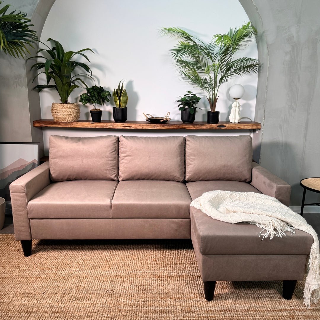 Sofá com chaise longue reversível preto FOX - Gato Preto