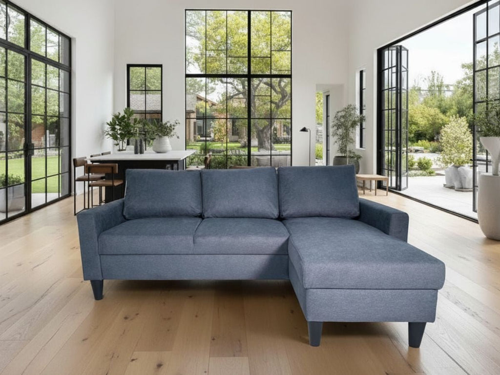 Sofá com chaise longue reversível preto FOX - Gato Preto