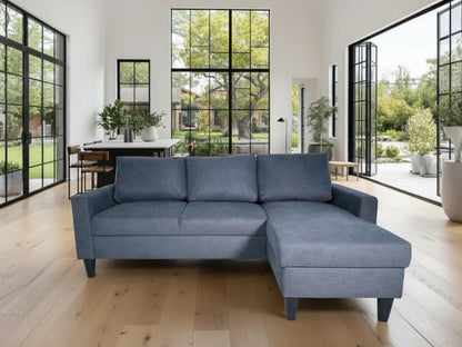 Sofá com chaise longue reversível preto FOX - Gato Preto