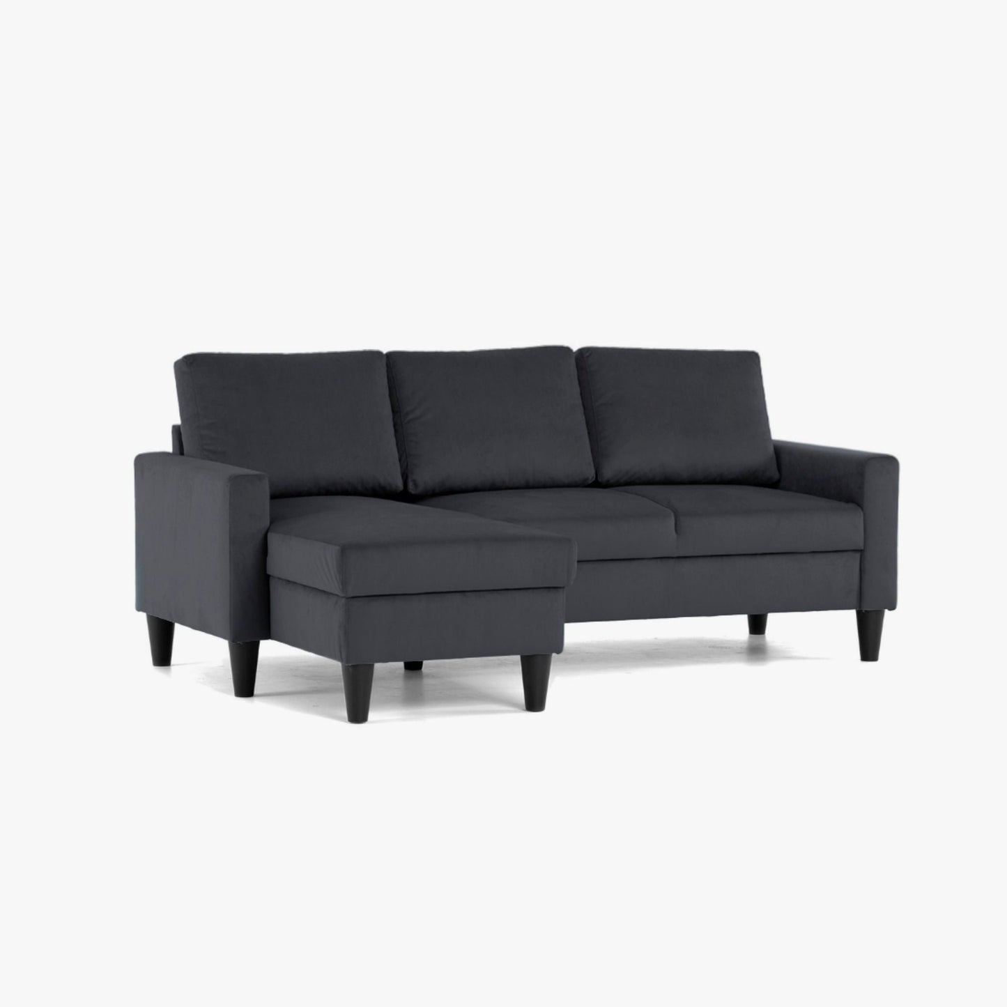 Sofá com chaise longue reversível preto FOX - Gato Preto