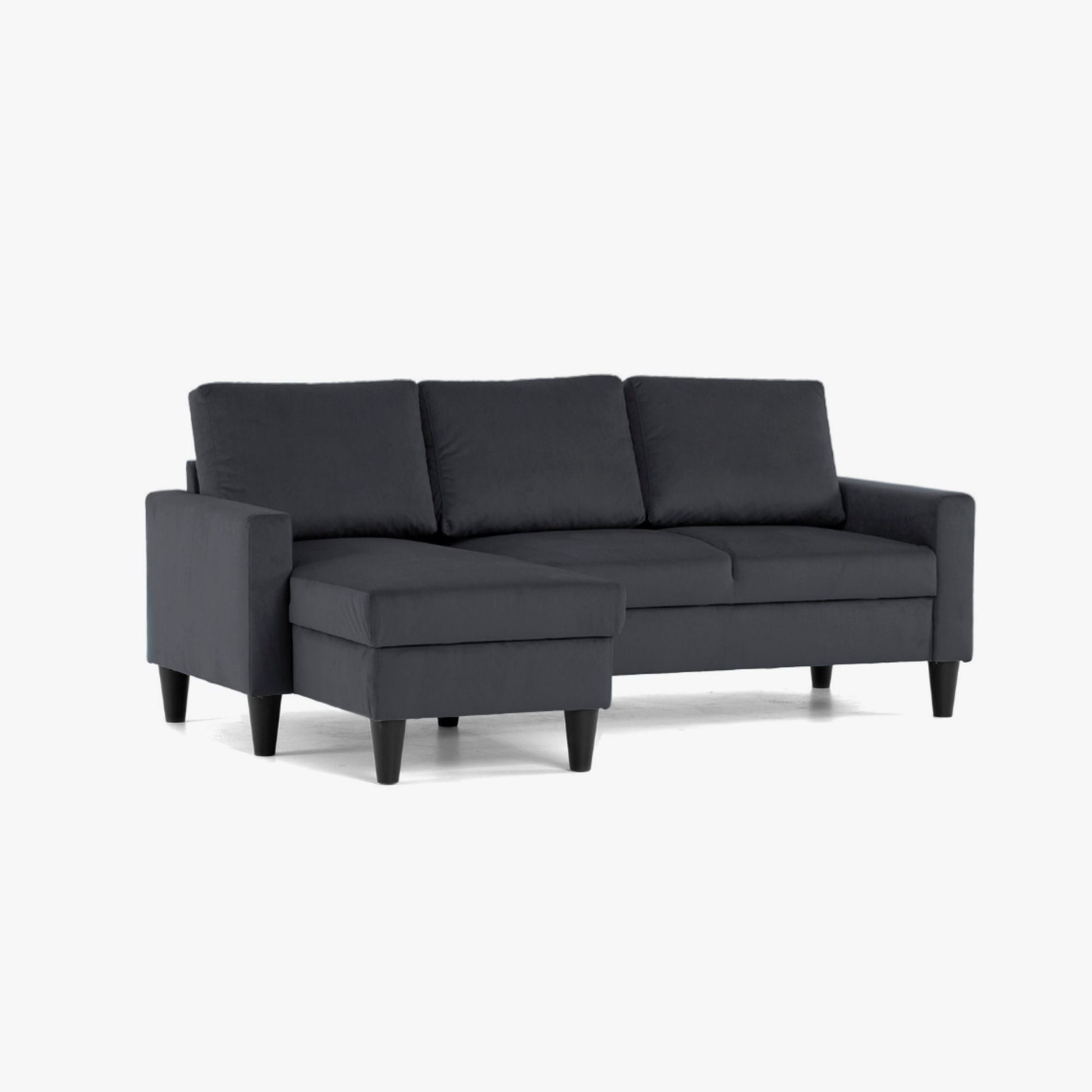 Sofá com chaise longue reversível preto FOX - Gato Preto