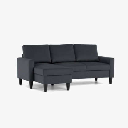 Sofá com chaise longue reversível preto FOX - Gato Preto