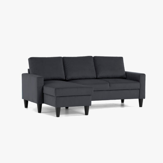 Sofá com chaise longue reversível preto FOX - Gato Preto