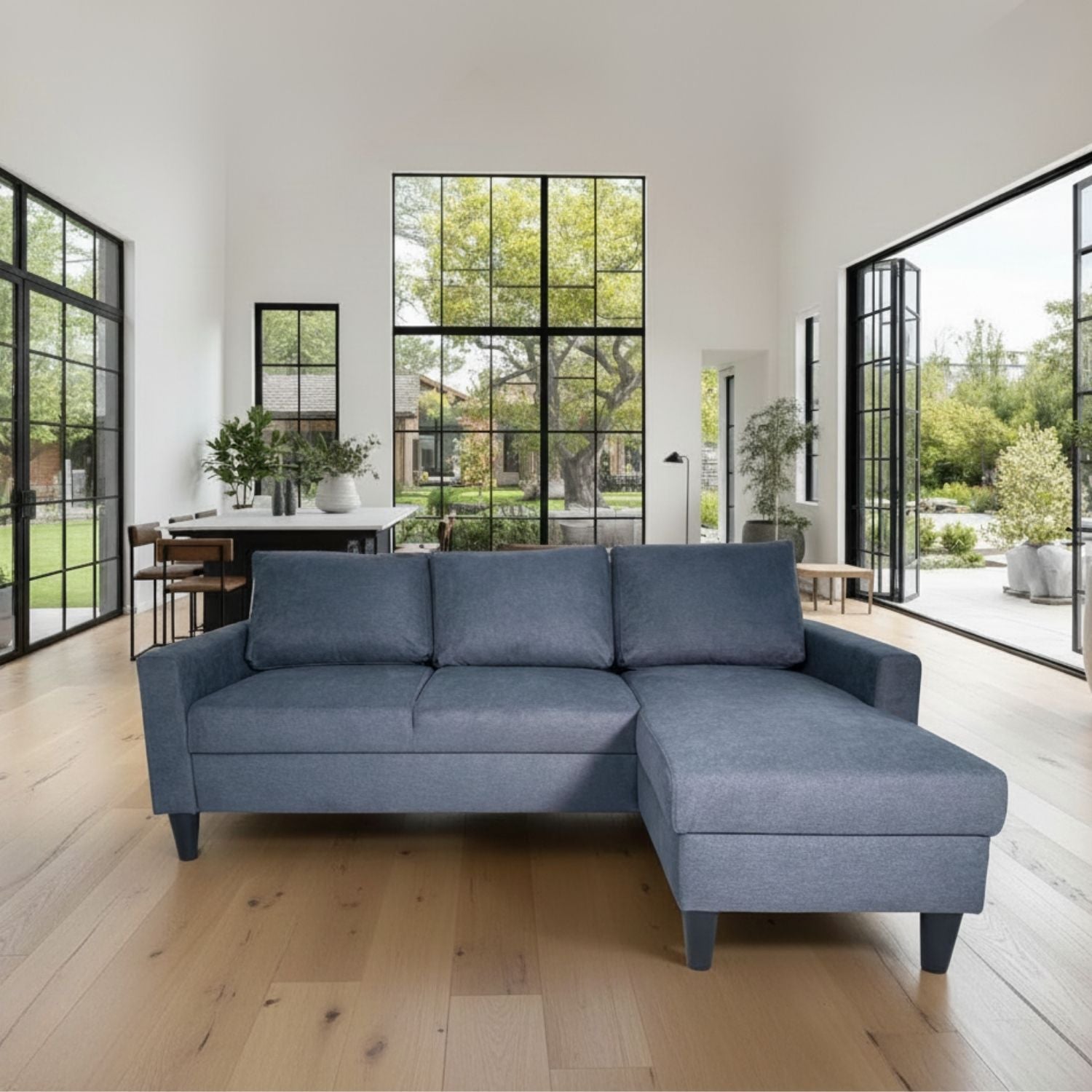 Sofá com chaise longue reversível taupe FOX - Gato Preto