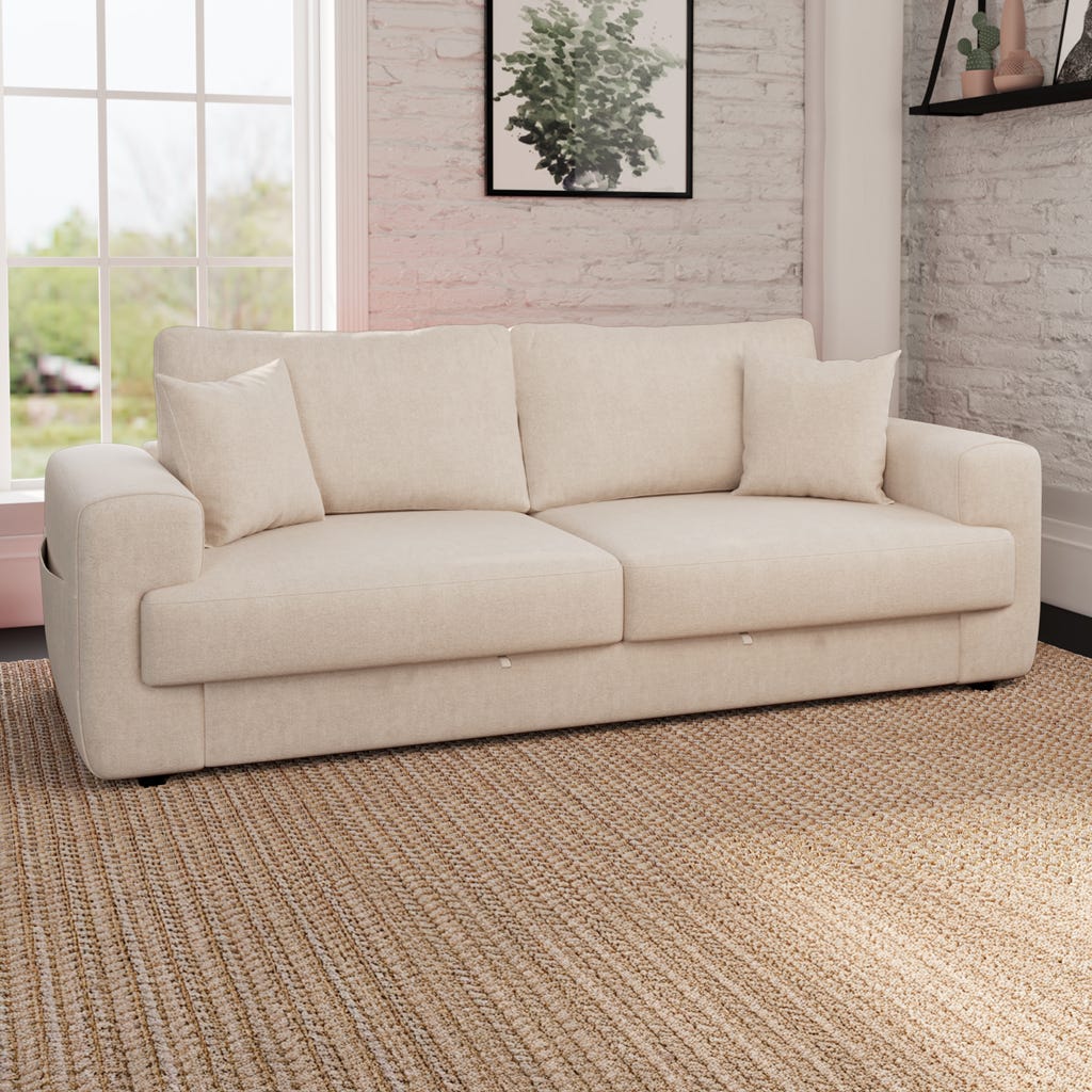 Sofá com gavetão bege MOORE - Gato Preto