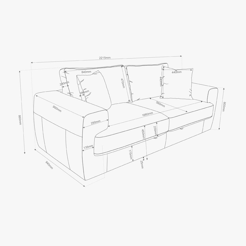 Sofá com gavetão bege MOORE - Gato Preto