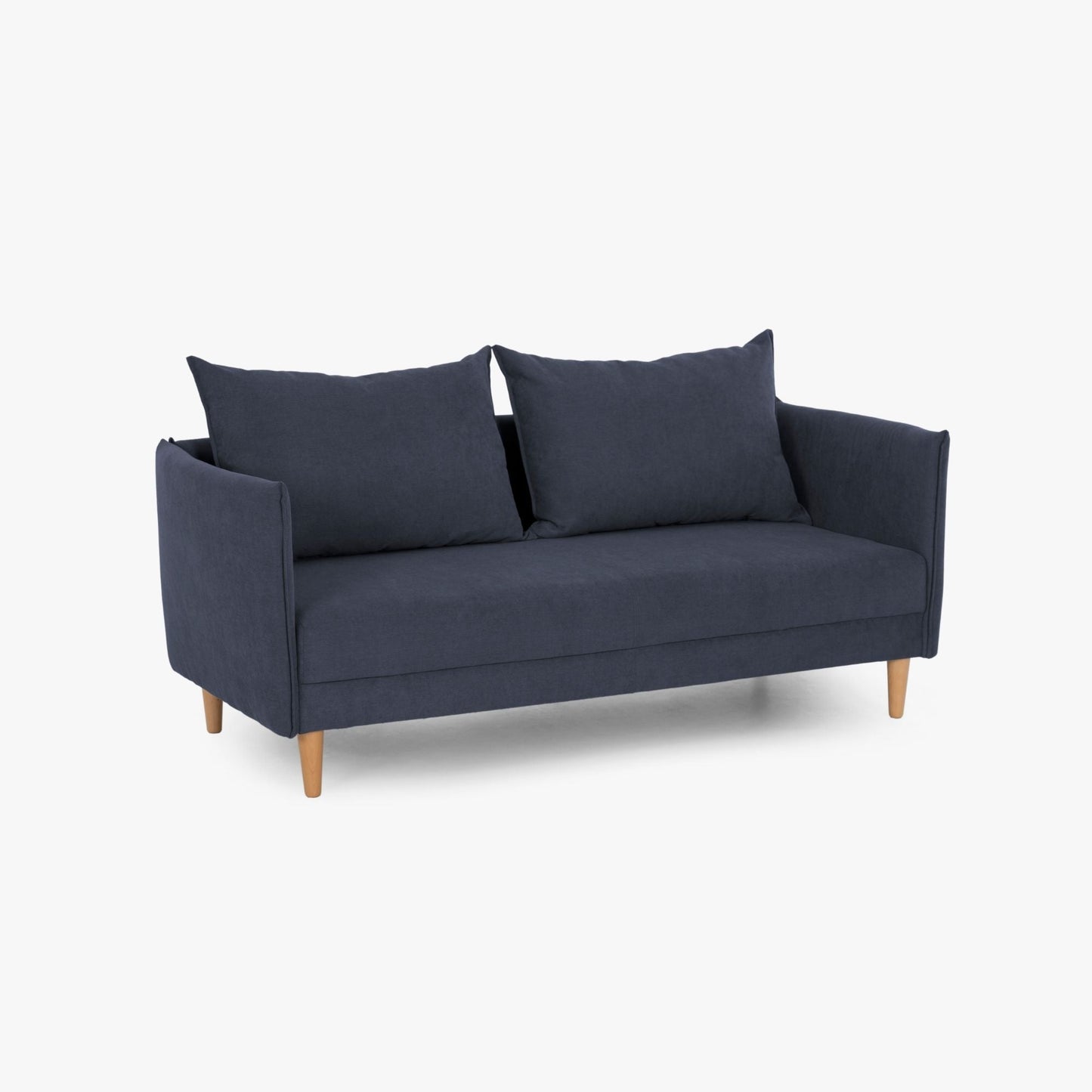 Sofá com pé alto de madeira azul MELANIE - Gato Preto