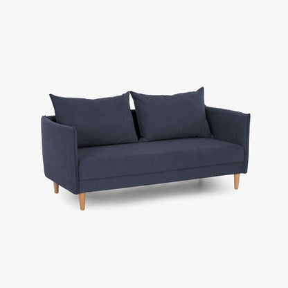 Sofá com pé alto de madeira azul MELANIE - Gato Preto