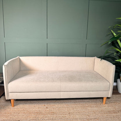 Sofá com pé alto de madeira bege MELANIE - Gato Preto