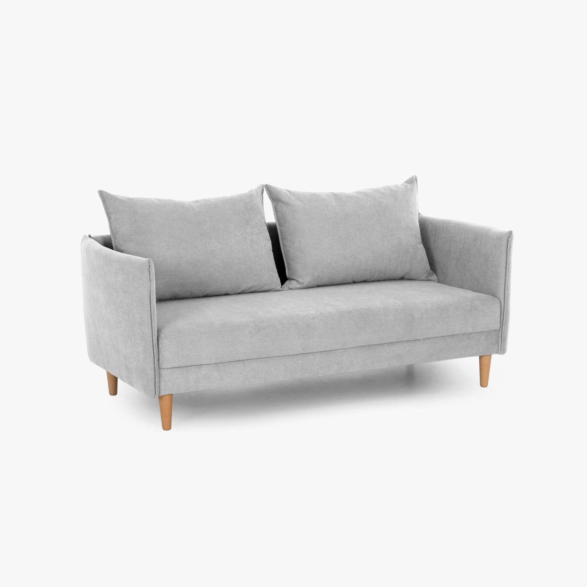 Sofá com pé alto de madeira cinza claro MELANIE - Gato Preto