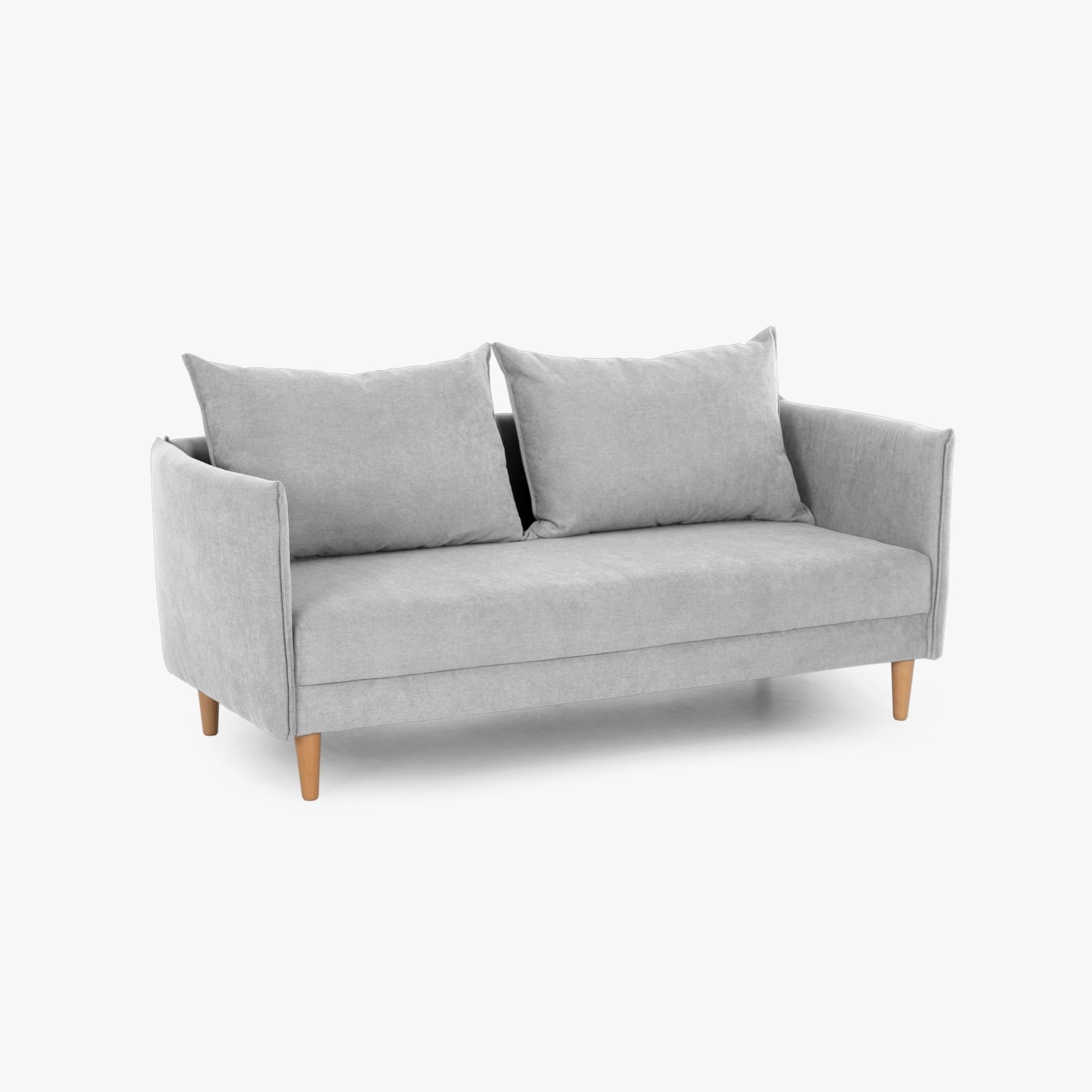 Sofá com pé alto de madeira cinza claro MELANIE - Gato Preto