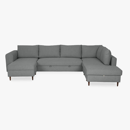 Sofá com pufe à direita cinza CRAIG - Gato Preto