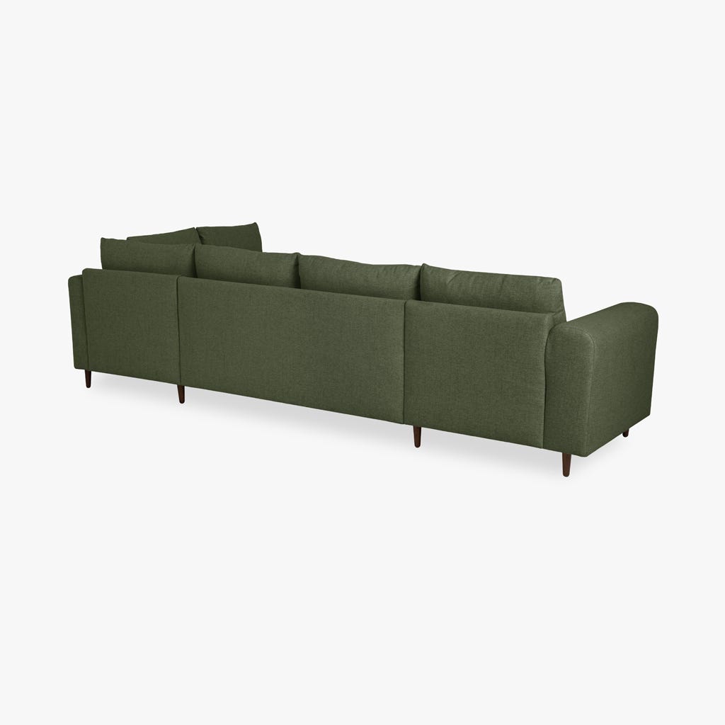 Sofá com pufe à direita verde CRAIG - Gato Preto