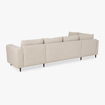 Sofá com pufe à esquerda bege CRAIG - Gato Preto