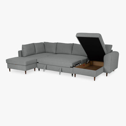 Sofá com pufe à esquerda cinzento CRAIG - Gato Preto