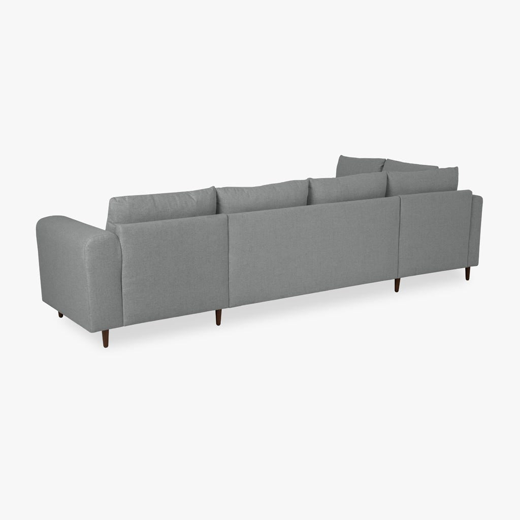 Sofá com pufe à esquerda cinzento CRAIG - Gato Preto