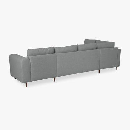 Sofá com pufe à esquerda cinzento CRAIG - Gato Preto