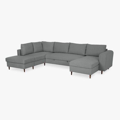 Sofá com pufe à esquerda cinzento CRAIG - Gato Preto