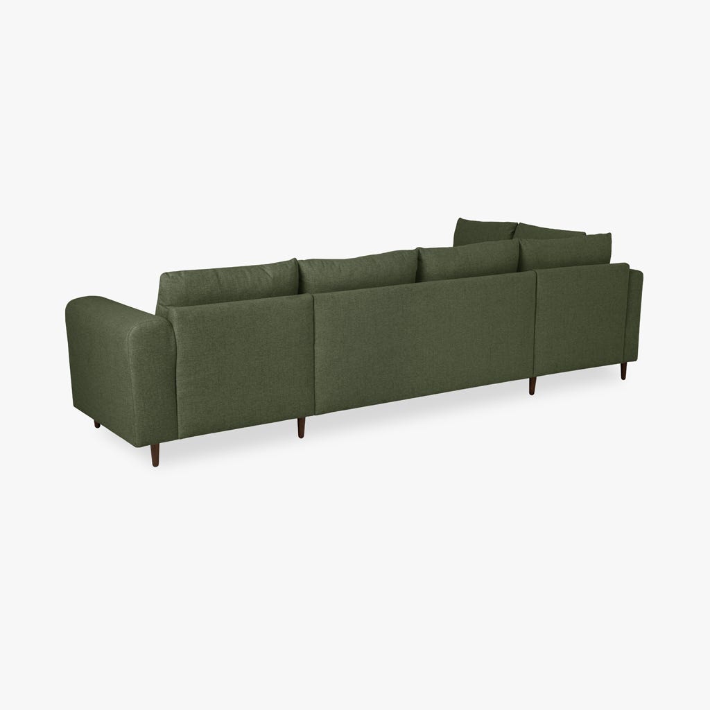 Sofá com pufe à esquerda verde CRAIG - Gato Preto