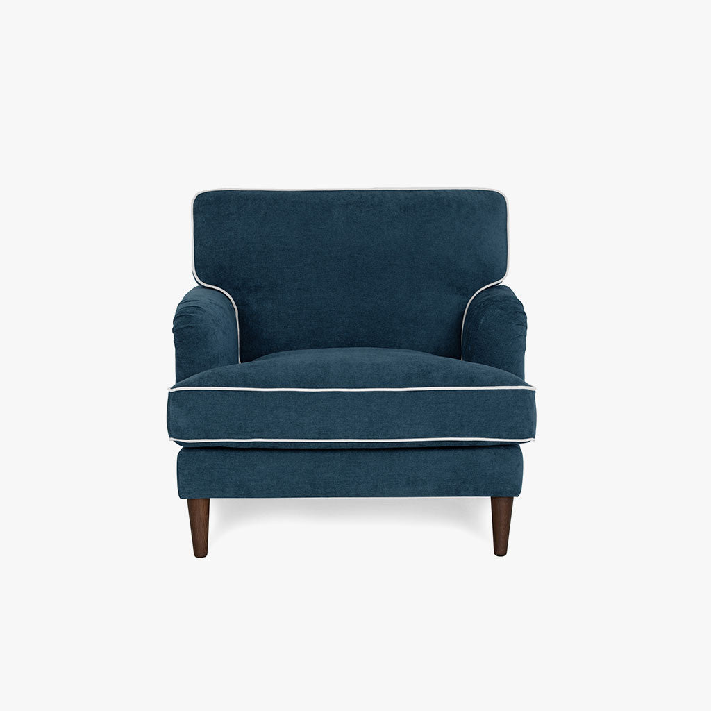 Sofá Individual Azul Escuro com perfis em Bege SPENCER - Gato Preto