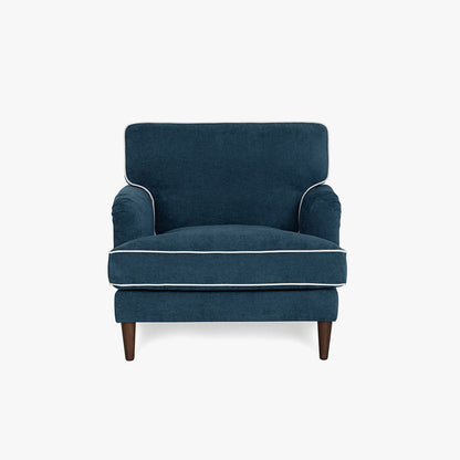 Sofá Individual Azul Escuro com perfis em Bege SPENCER - Gato Preto