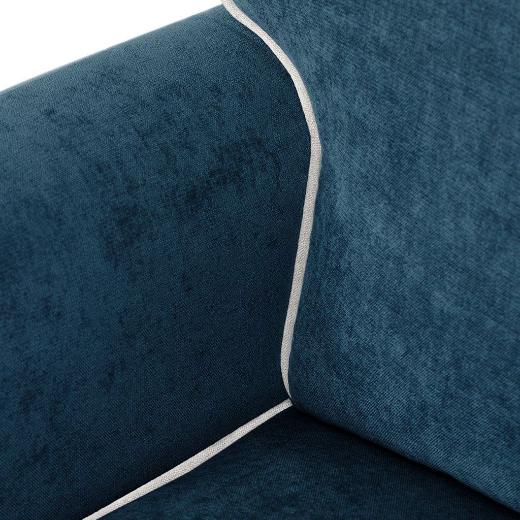 Sofá Individual Azul Escuro com perfis em Bege SPENCER - Gato Preto