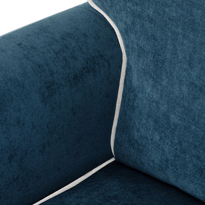 Sofá Individual Azul Escuro com perfis em Bege SPENCER - Gato Preto