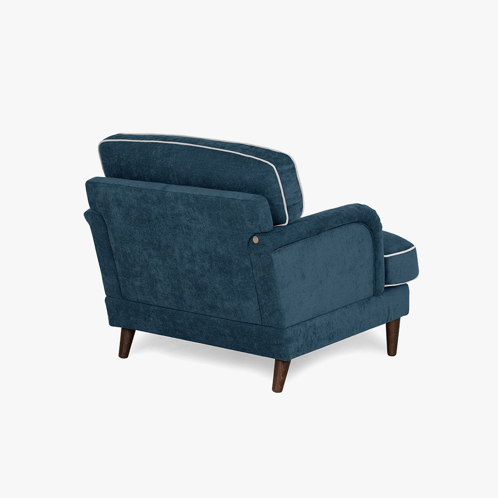 Sofá Individual Azul Escuro com perfis em Bege SPENCER - Gato Preto