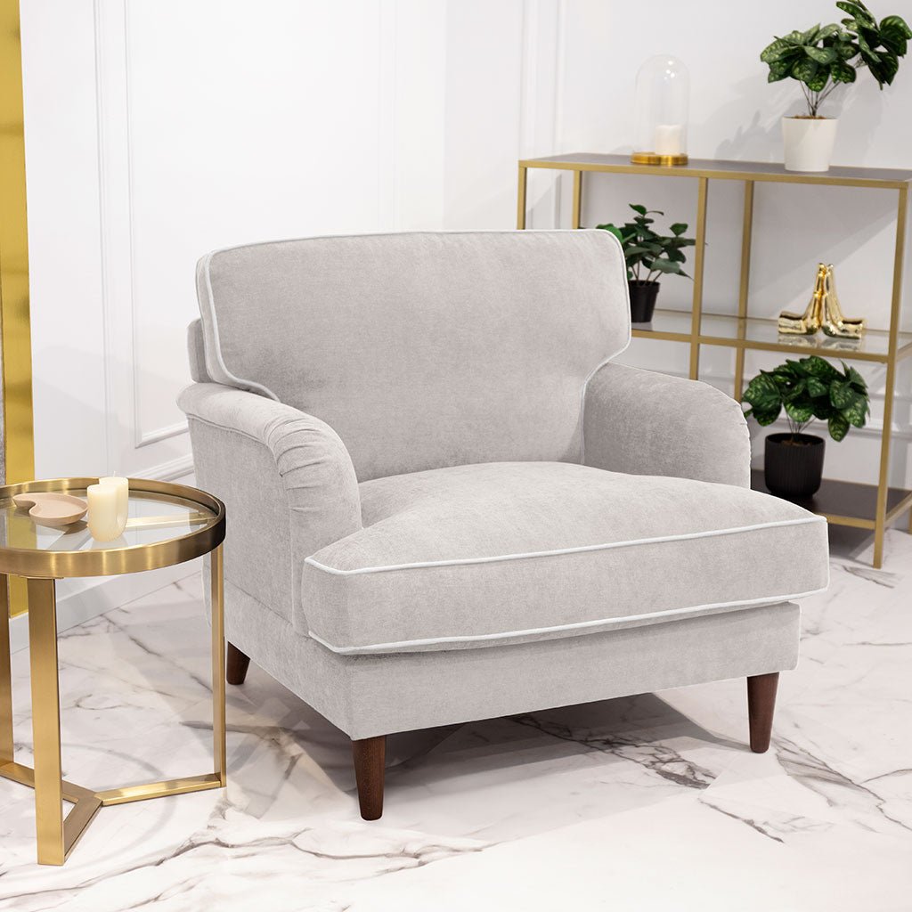 Sofá Individual Taupe com perfis em Bege SPENCER - Gato Preto