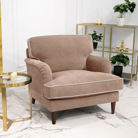 Sofá Individual Toffee com perfis em Bege SPENCER - Gato Preto