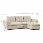 Sofá cama con chaise longue reversible y almacenamiento PORTMAN
