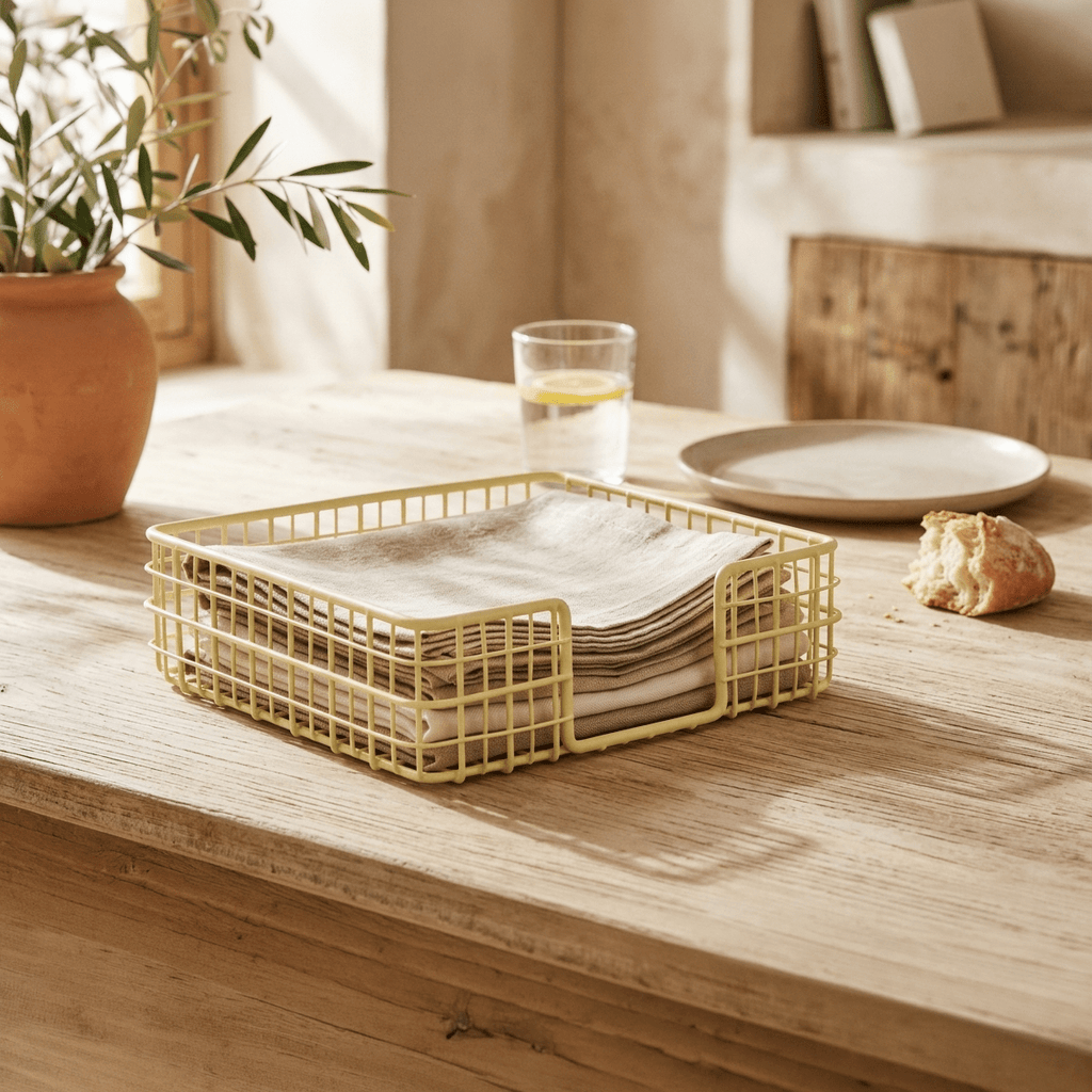 Suporte de Guardanapos Amarelo SUMMER PASTELS - Gato Preto